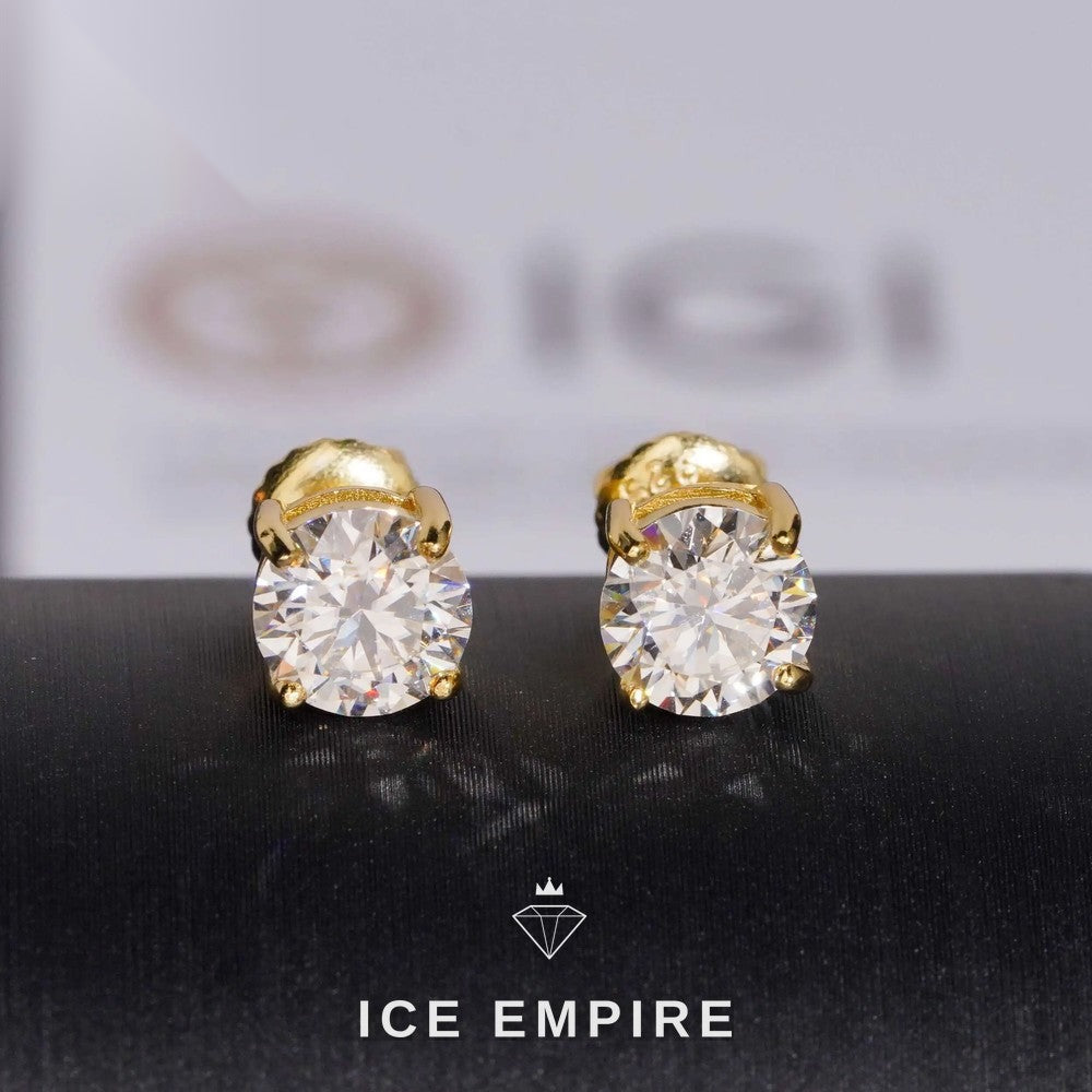 Iced Out 10K Gold Lab Grown Diamond Stud Earrings