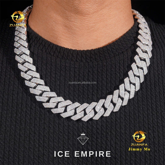 Iced Out 925 Silver Moissanite Cuban Chain