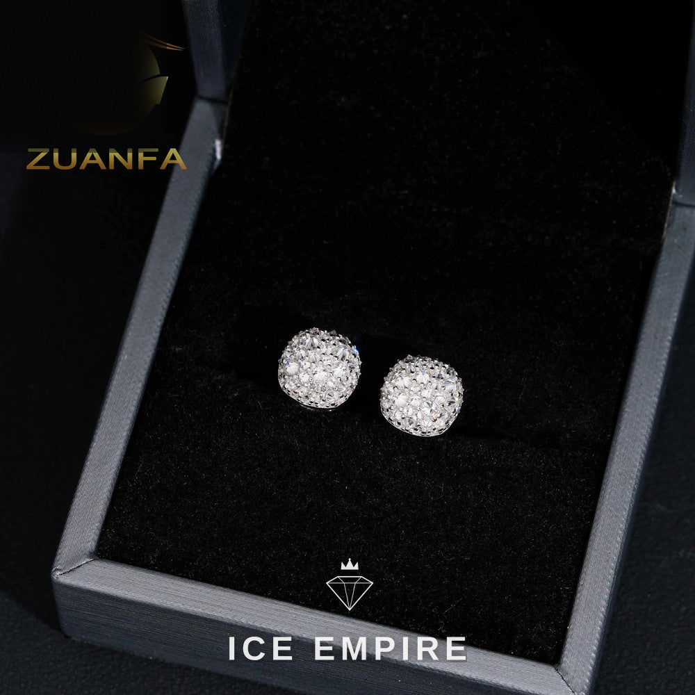 Iced Out 925 Silver Moissanite Stud Earrings