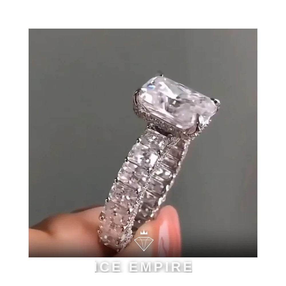 Iced Out Baguette 925 Silver Moissanite Engagement Ring