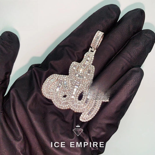 Iced Out Baguette 925 Silver Moissanite Pendant