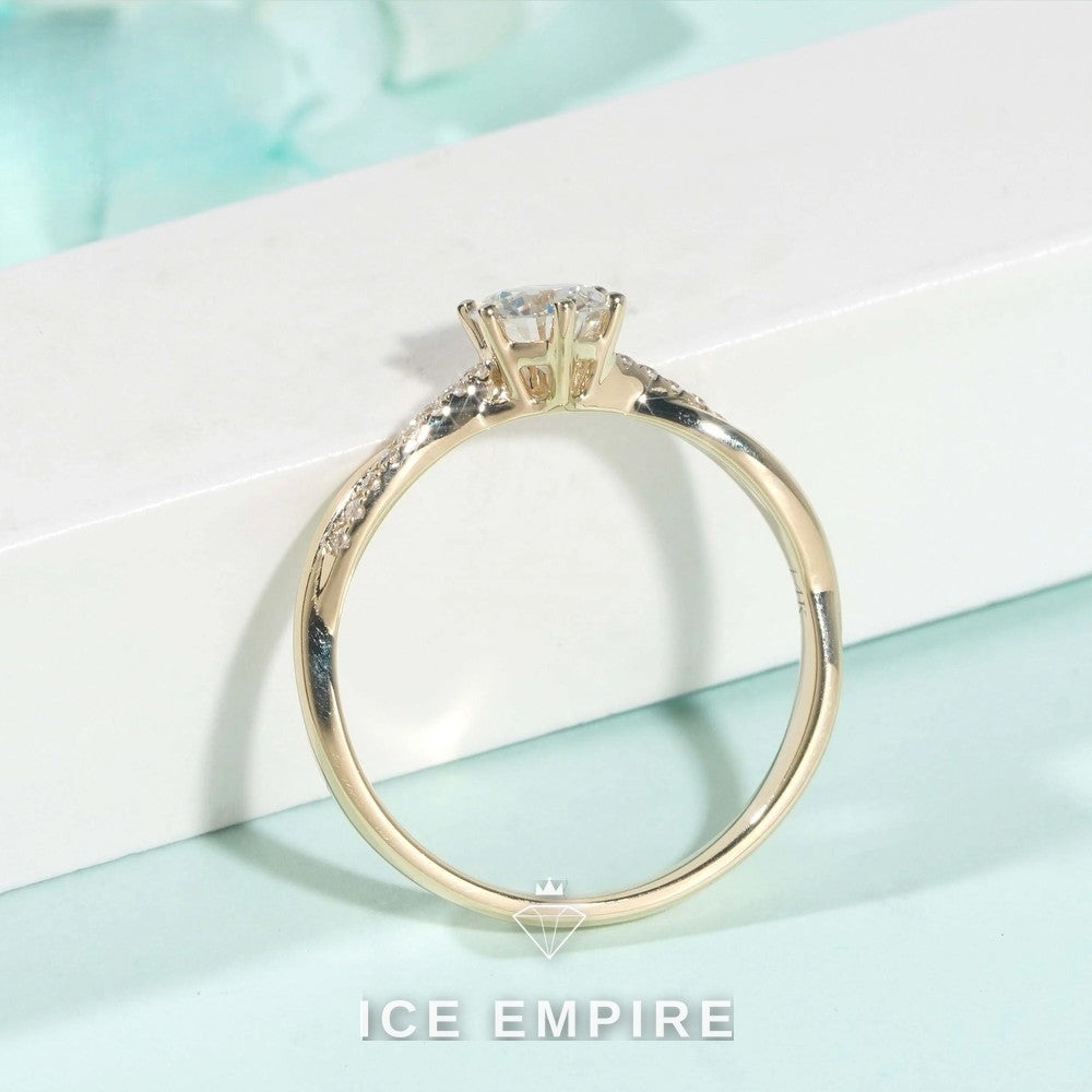 Iced Out 9K Gold Moissanite Engagement Ring