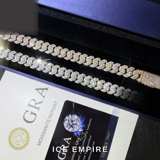 Iced Out 925 Silver Moissanite Cuban Chain