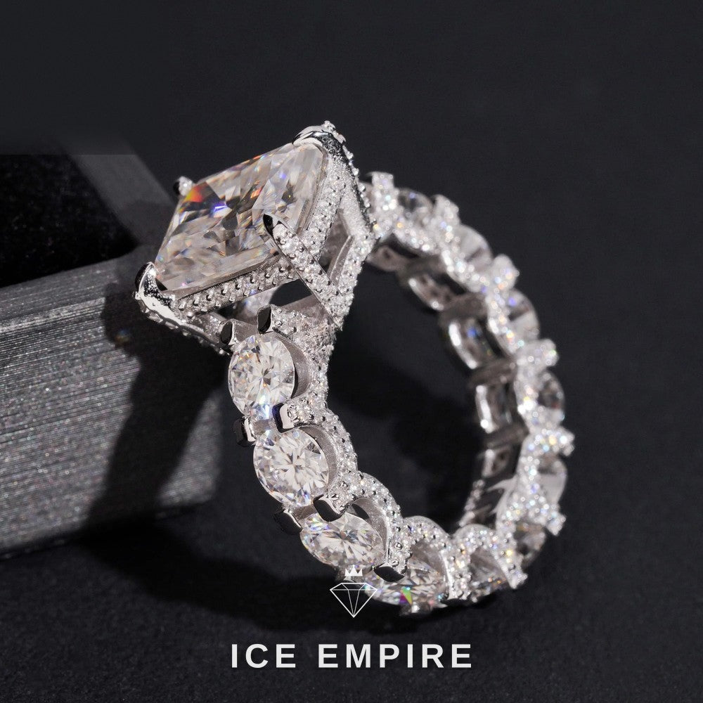 Iced Out 925 Silver Moissanite Engagement Ring