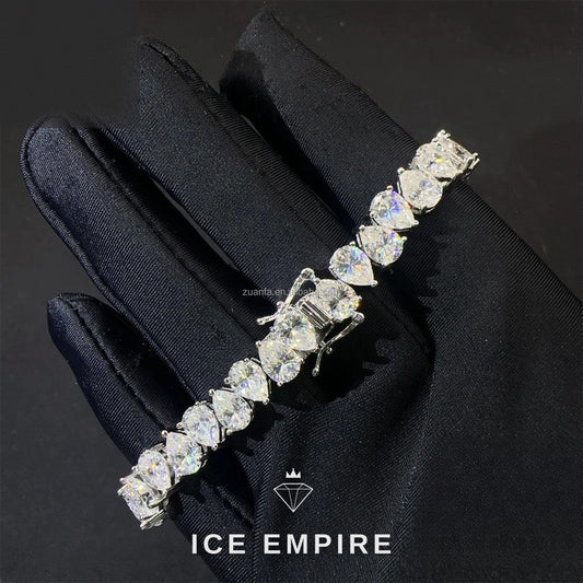 Iced Out Cluster 925 Silver Moissanite Tennis Chain