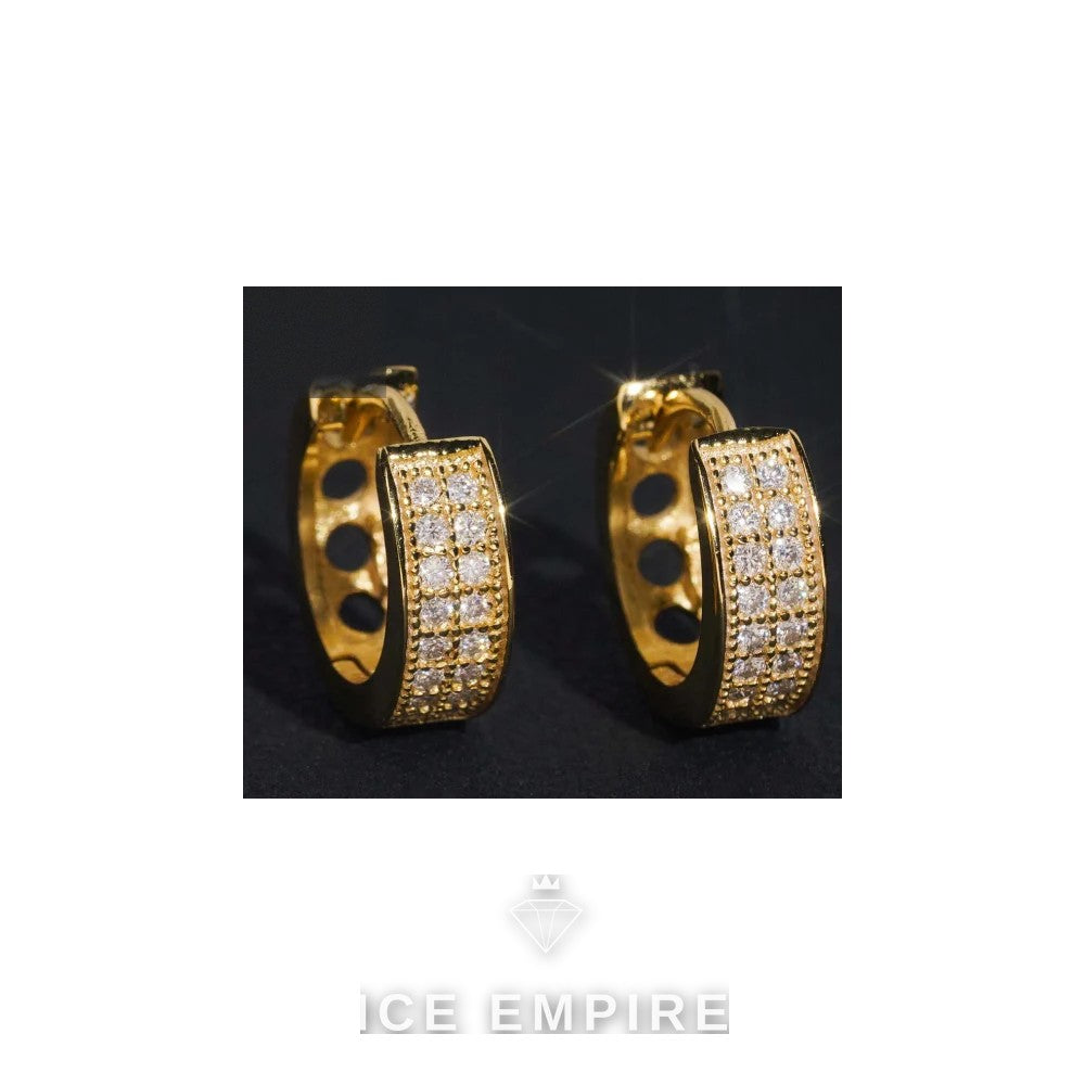 Iced Out Gold Plated Moissanite Hoop Earrings