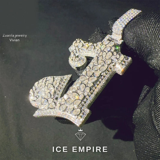 Iced Out Cross 925 Silver Moissanite Pendant