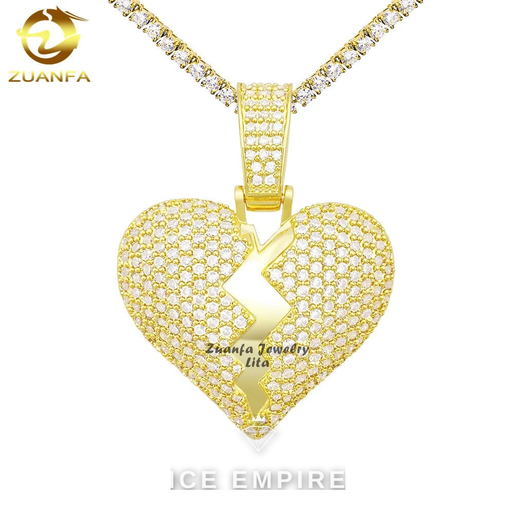 Iced Out Heart 925 Silver Moissanite Pendant