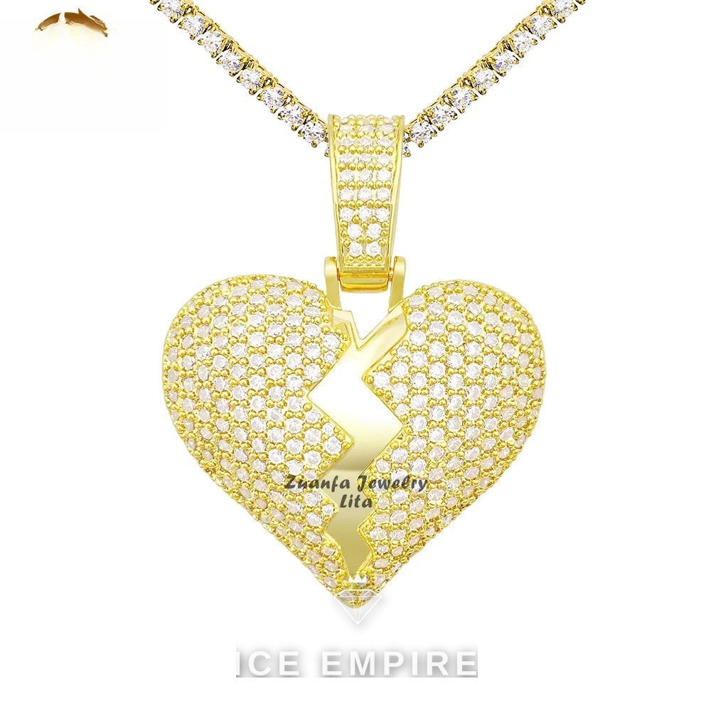 Iced Out Heart 925 Silver Moissanite Pendant