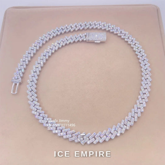 Iced Out 925 Silver Moissanite Cuban Chain
