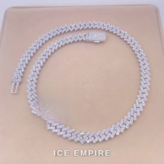 Iced Out 925 Silver Moissanite Cuban Chain