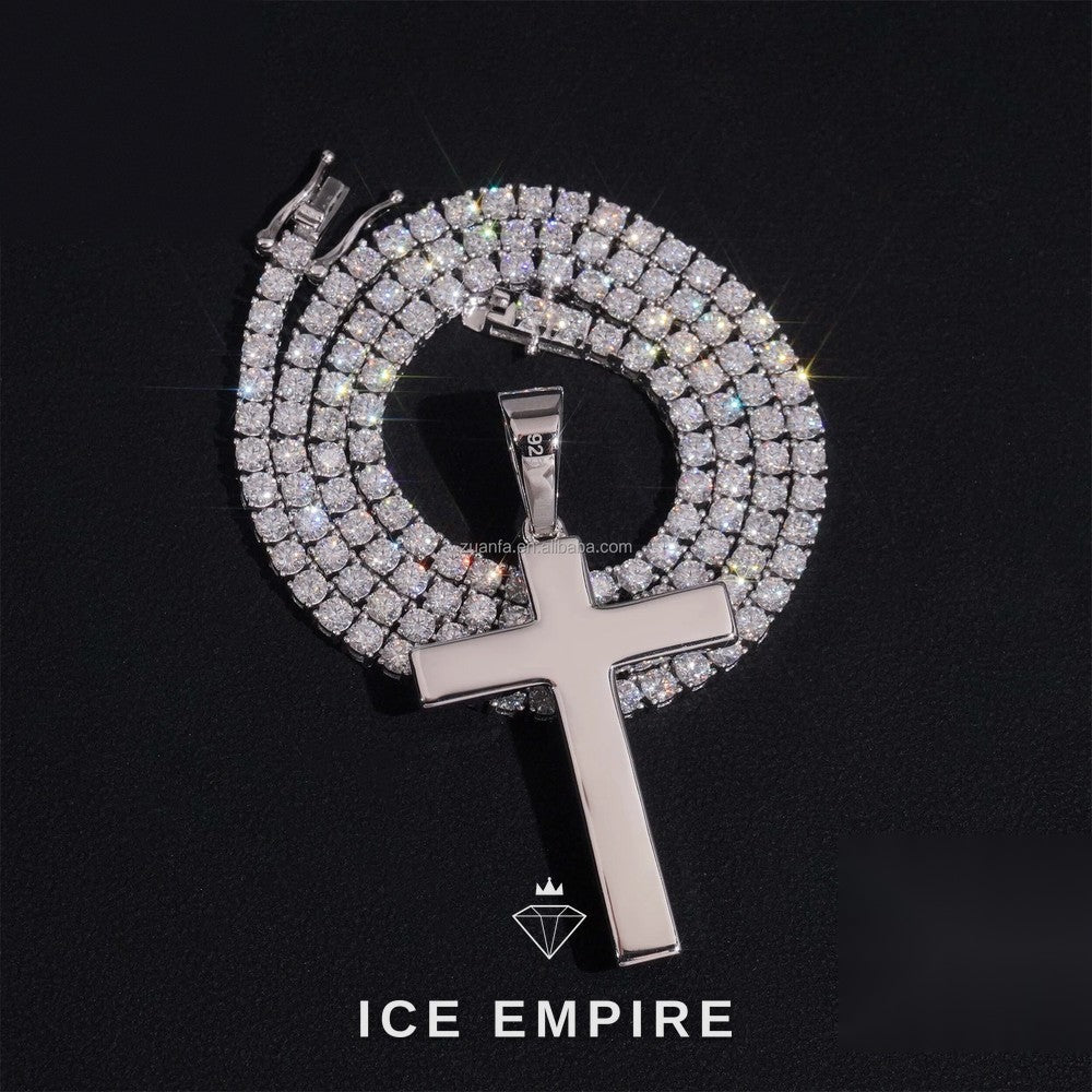 Iced Out Cross 925 Silver Pendant