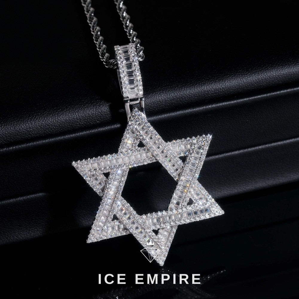 Iced Out Baguette 925 Silver Moissanite Pendant