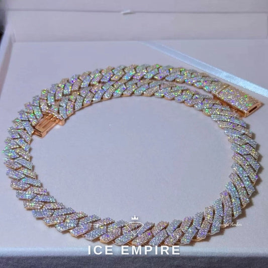 Iced Out Rose Gold Plated Moissanite Cuban Chain