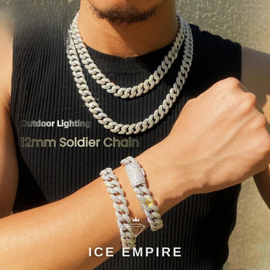 Iced Out 925 Silver Moissanite Cuban Chain