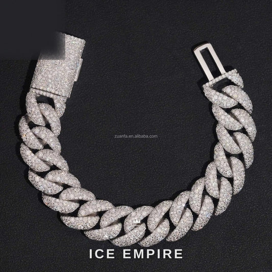 Iced Out 925 Silver Moissanite Cuban Chain
