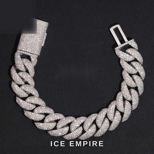 Iced Out 925 Silver Moissanite Cuban Chain