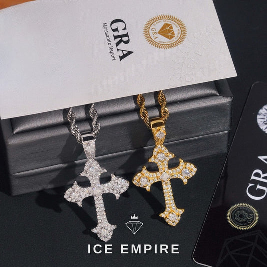 Iced Out Cross 925 Silver Pendant