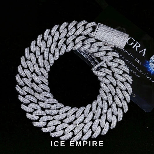 Iced Out 925 Silver Moissanite Cuban Chain