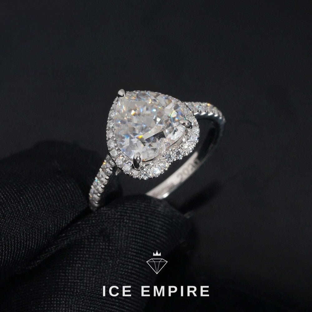 Iced Out Heart 14K Gold Moissanite Engagement Ring