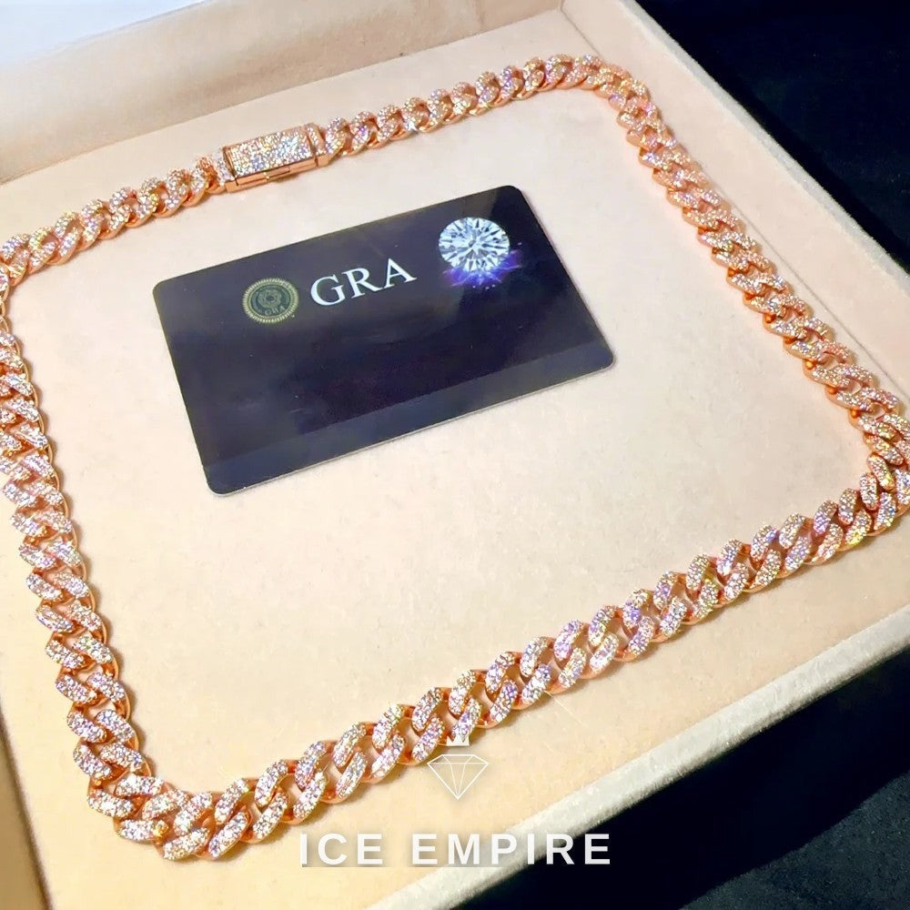 Iced Out Rose Gold Plated Moissanite Cuban Chain