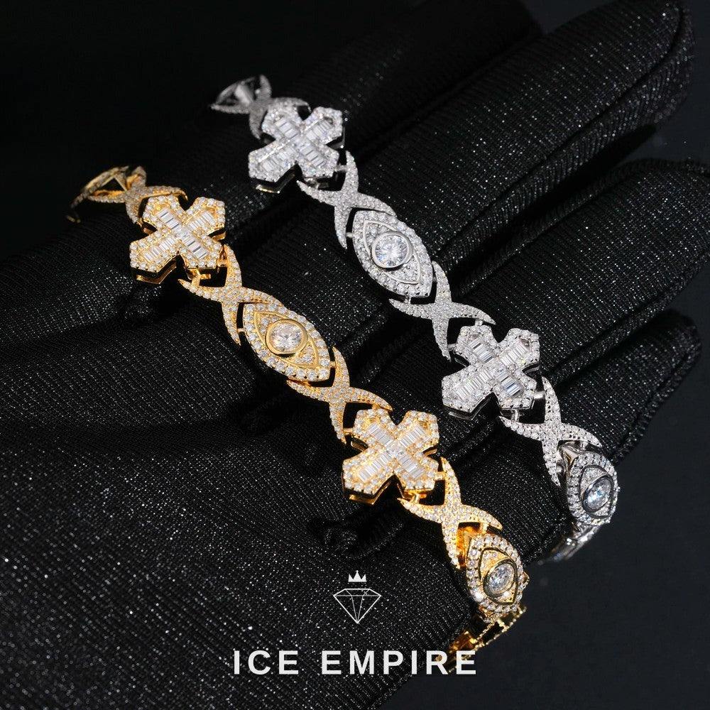 Iced Out Cross Rose Gold Plated Moissanite Cuban Chain