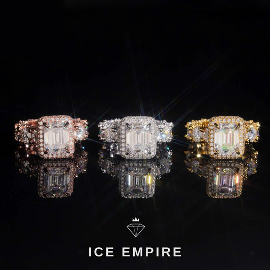 Iced Out 925 Silver Moissanite Engagement Ring