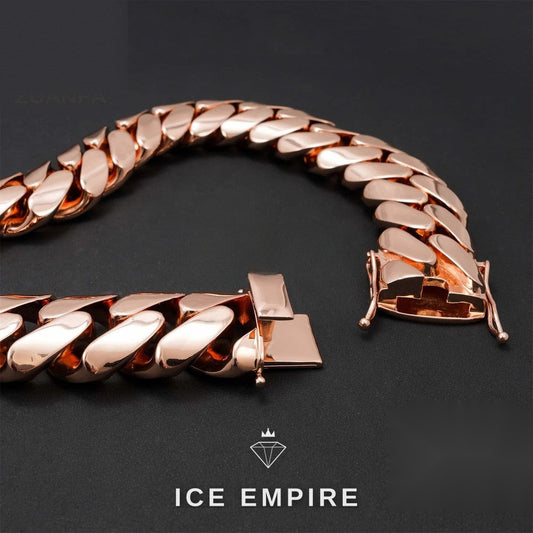 Iced Out Rose Gold Plated Cuban Chain
