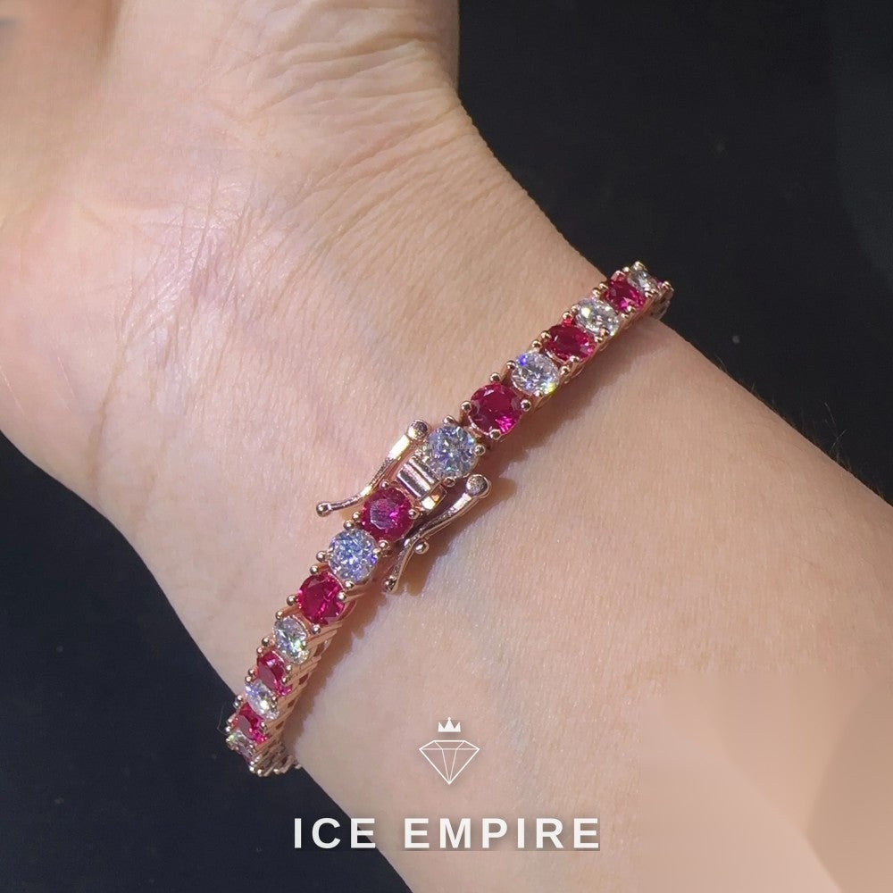 Iced Out Cluster Rose Gold Moissanite Tennis Chain