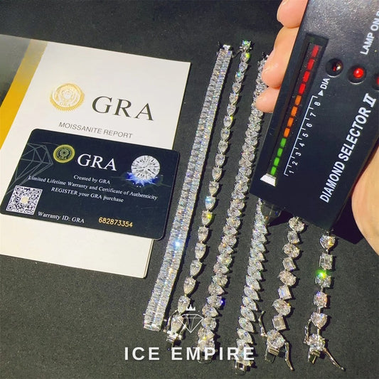 Iced Out 925 Silver Moissanite Tennis Chain