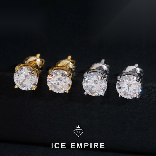 Iced Out 925 Silver Moissanite Stud Earrings