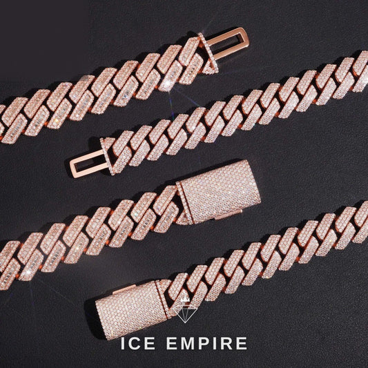 Iced Out Rose Gold Plated Moissanite Cuban Chain