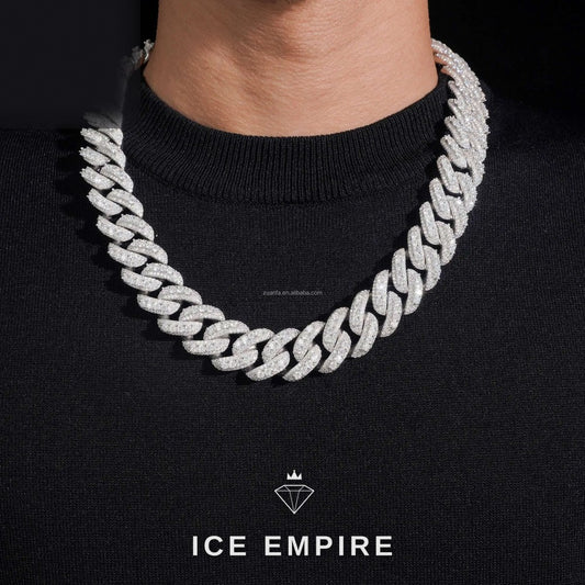Iced Out 925 Silver Moissanite Cuban Chain