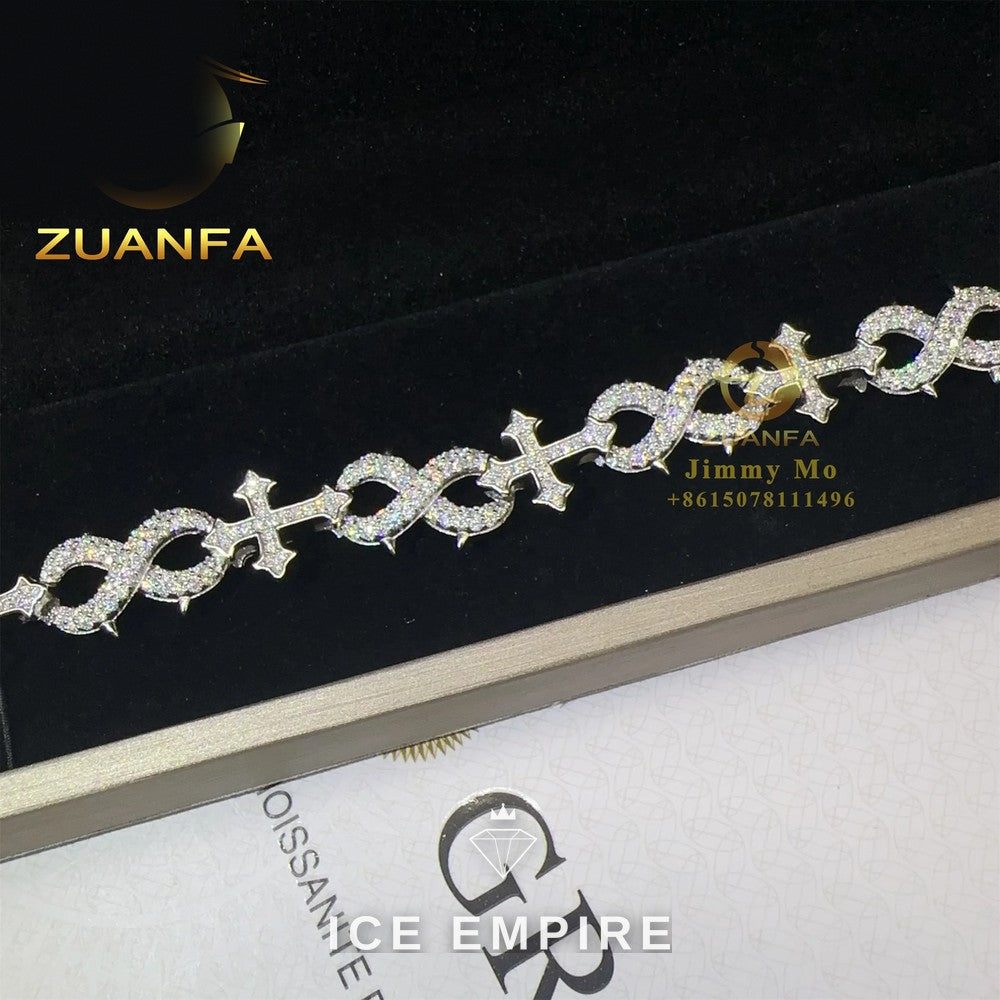 Iced Out Cross Rose Gold Plated Moissanite Cuban Chain