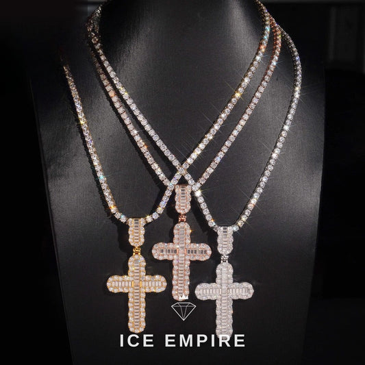 Iced Out Baguette Rose Gold Plated Moissanite Pendant