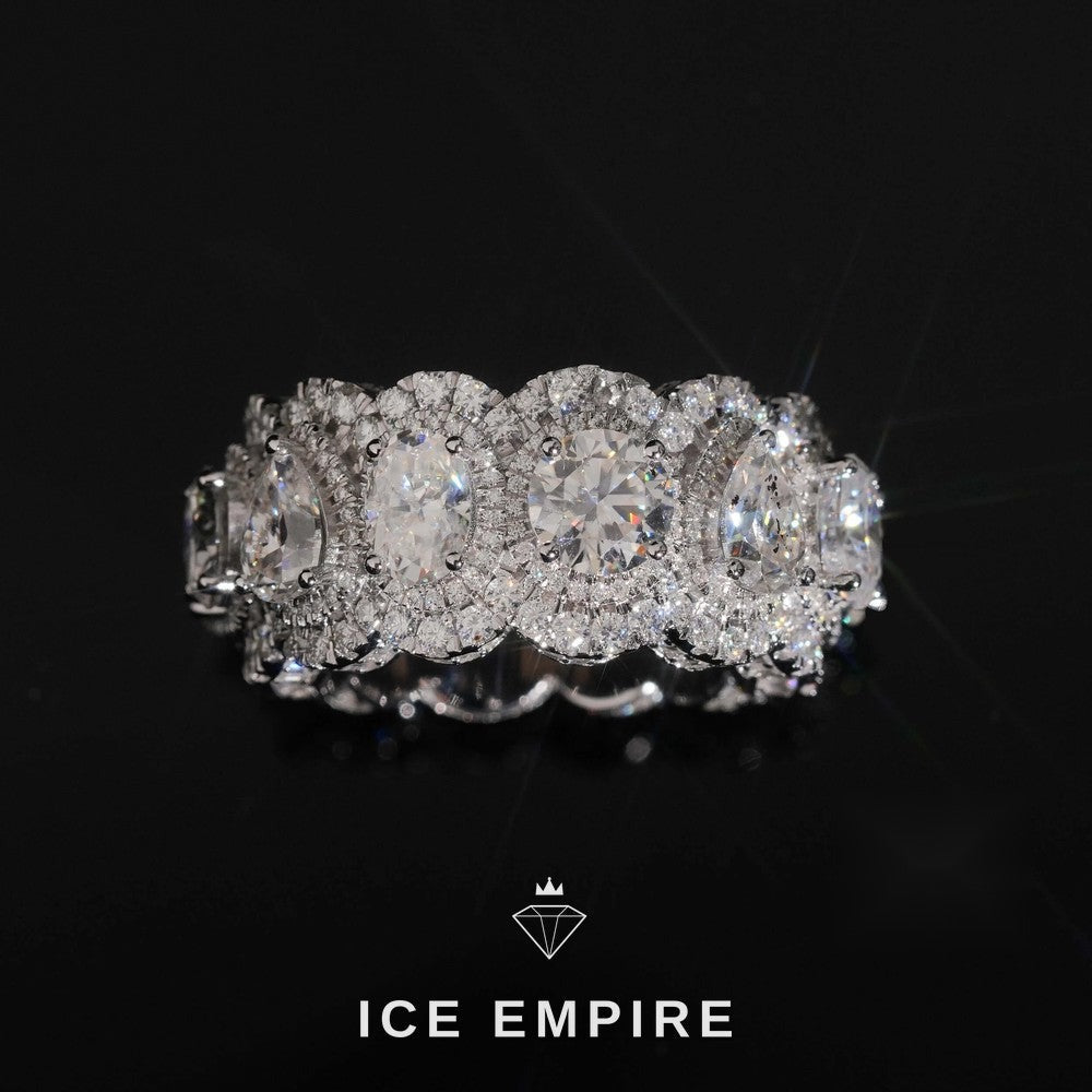 Iced Out 925 Silver Moissanite Ring