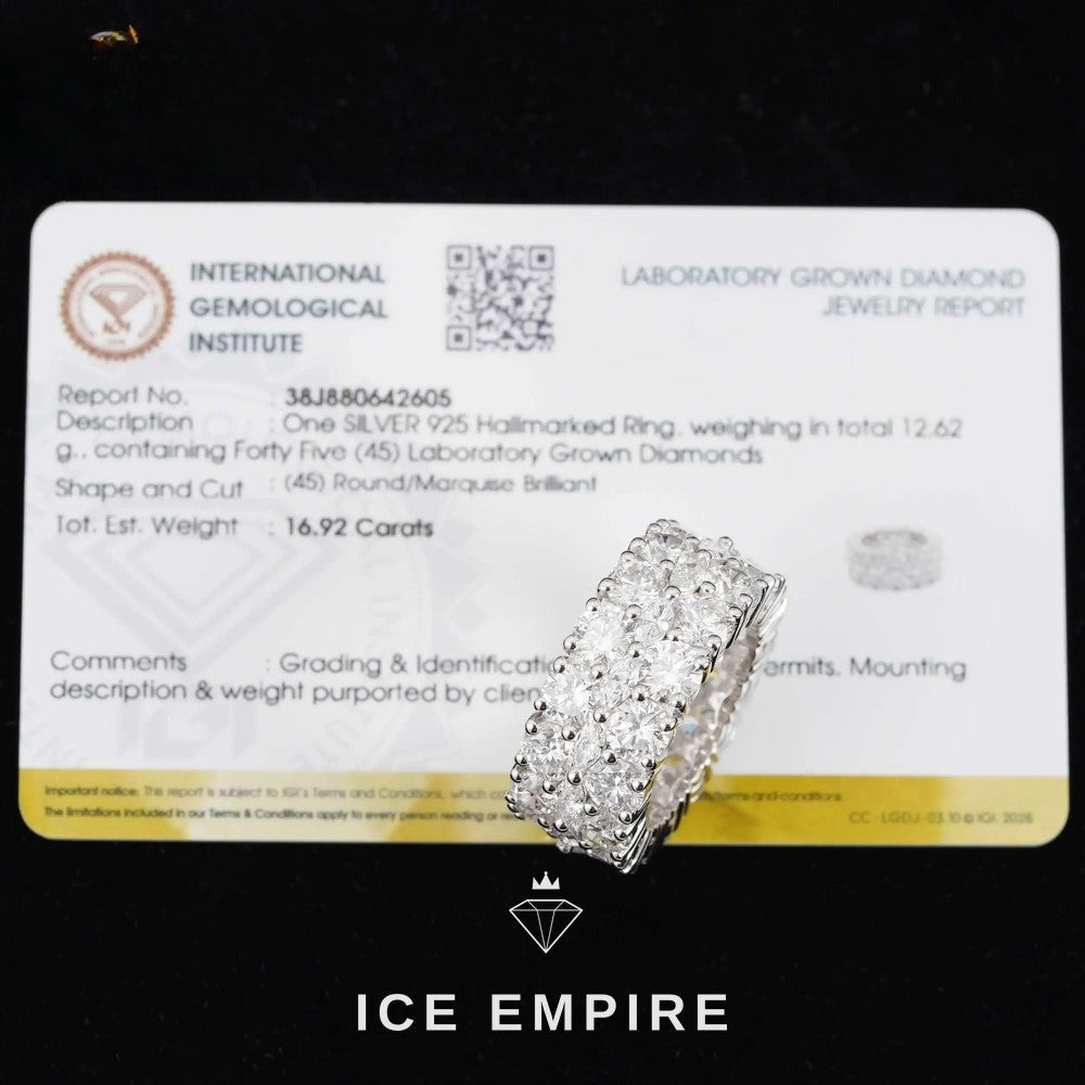 Iced Out 925 Silver Lab Grown Diamond Wedding Band
