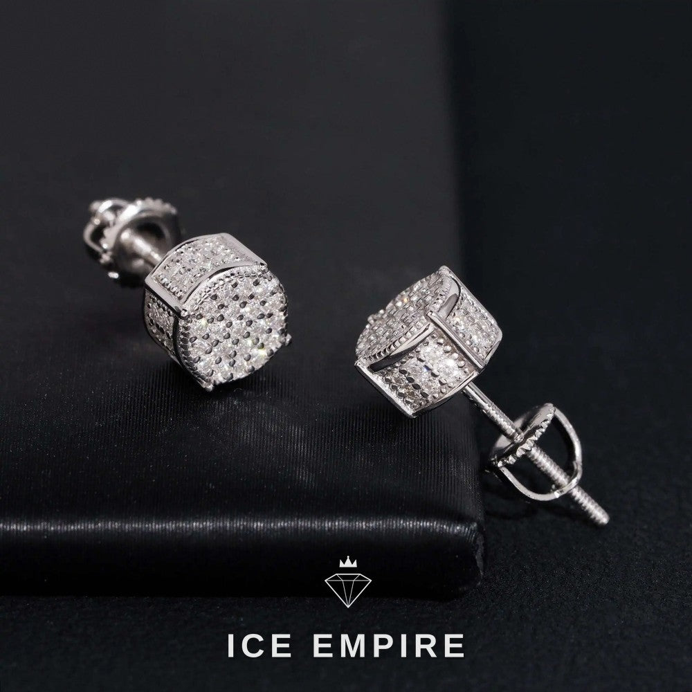 Iced Out 925 Silver Moissanite Stud Earrings