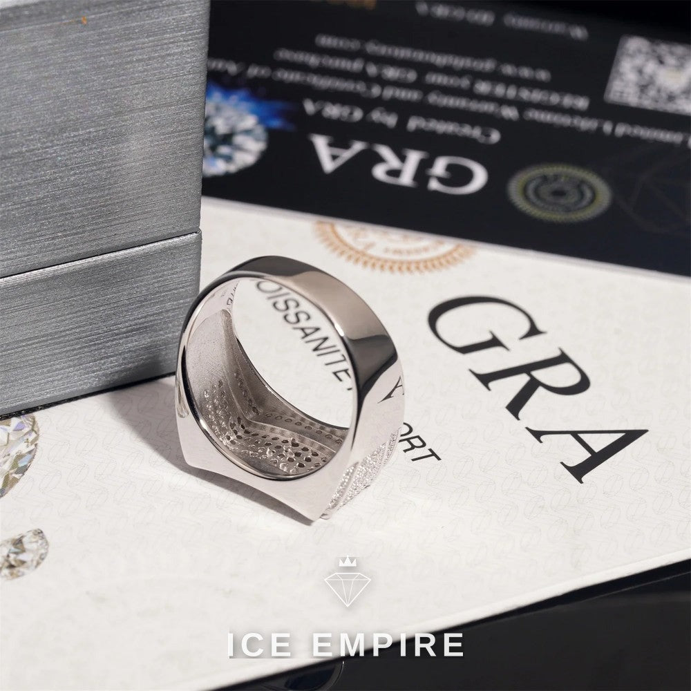 Iced Out 925 Silver Moissanite Ring