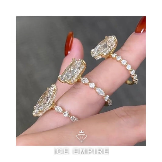 Iced Out 10K Gold Moissanite Engagement Ring