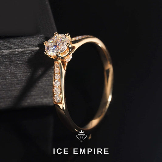 Iced Out 14K Gold Moissanite Engagement Ring