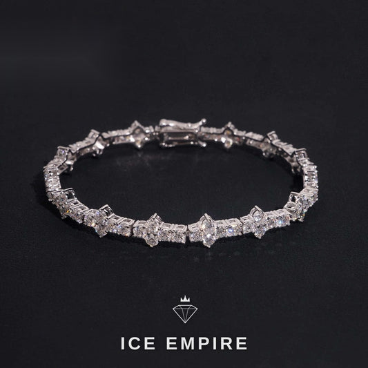 Iced Out Cluster 925 Silver Moissanite Tennis Chain