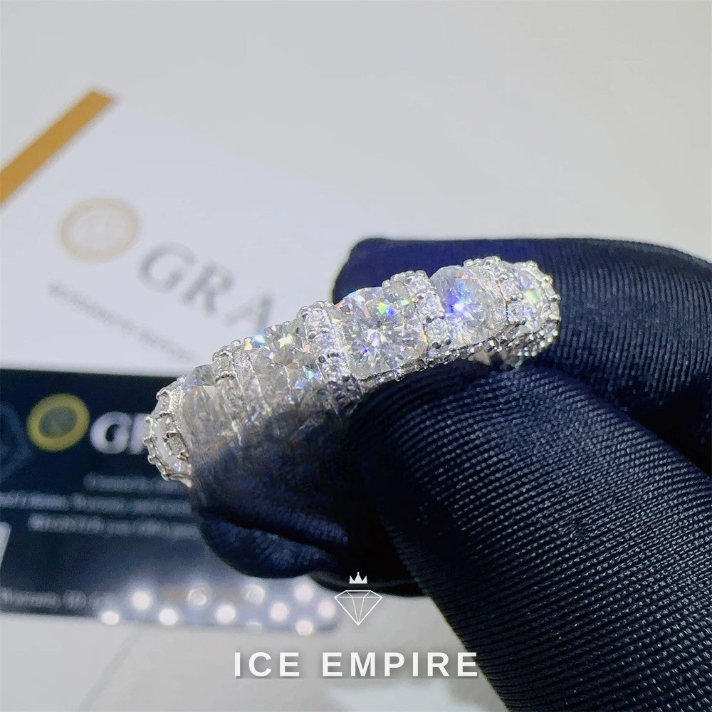 Iced Out 925 Silver Moissanite Engagement Ring