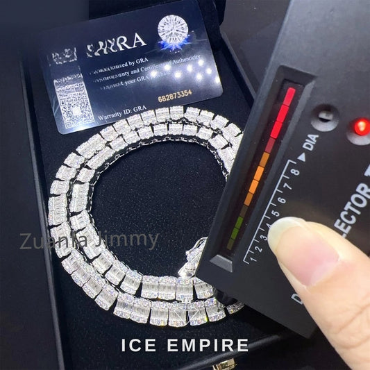 Iced Out Baguette Rose Gold Plated Moissanite Cuban Chain