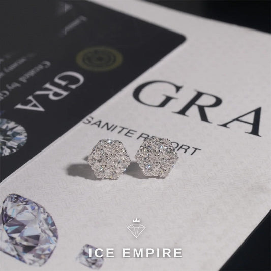 Iced Out 925 Silver Moissanite Stud Earrings