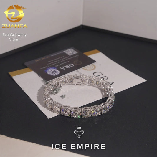 Iced Out 925 Silver Moissanite Tennis Chain