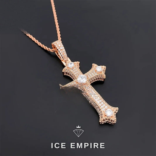 Iced Out Cross 925 Silver Moissanite Pendant