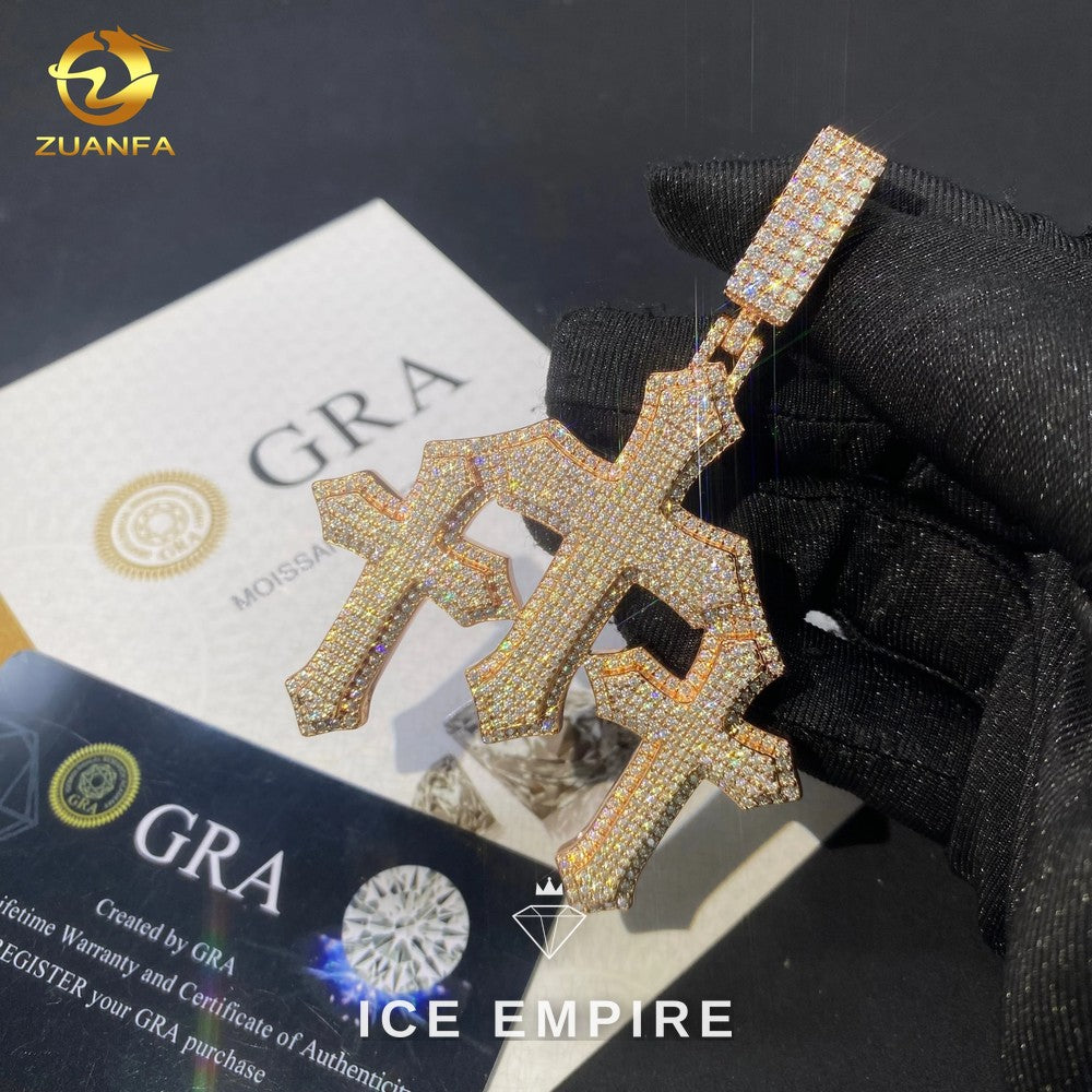 Iced Out Cross 925 Silver Pendant