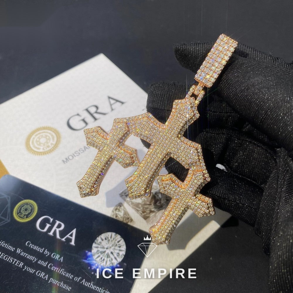 Iced Out Cross 925 Silver Pendant