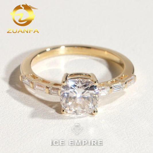 Iced Out 10K Gold Moissanite Engagement Ring